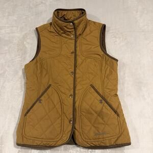 Eddie Bauer Sport Shop Vest Women Small Copper Brown Quilted Puffer Snap Button